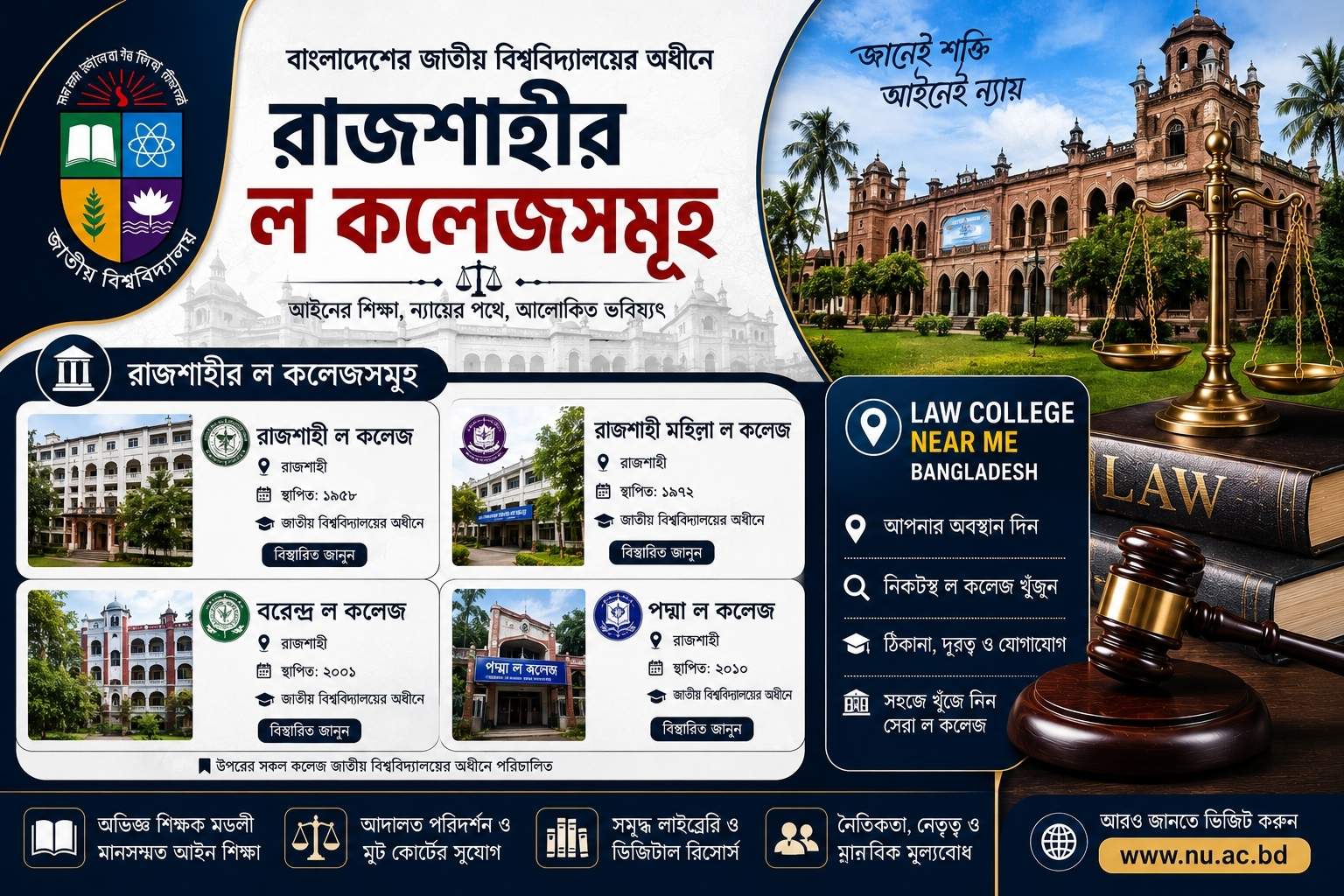 রাজশাহীর ল কলেজ এবং law college near me Bangladesh